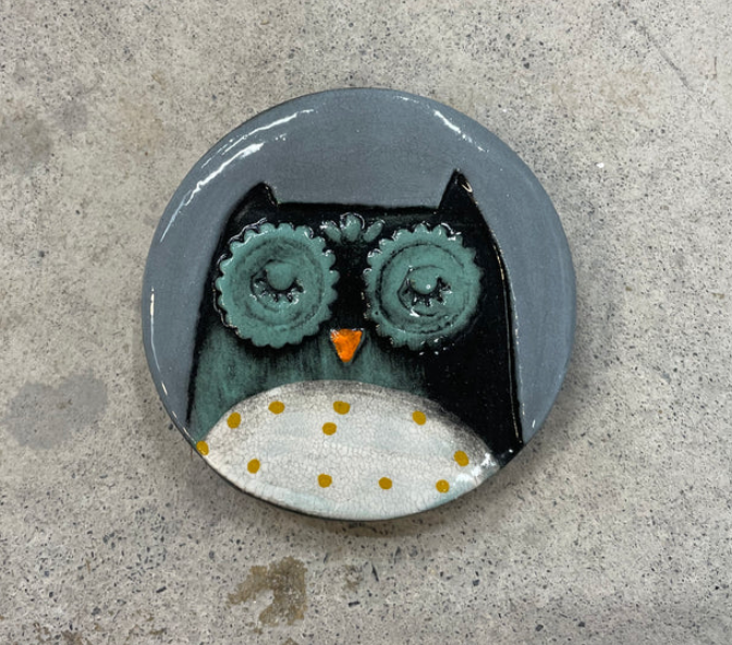 Owl ceramic disc - gonepottynz