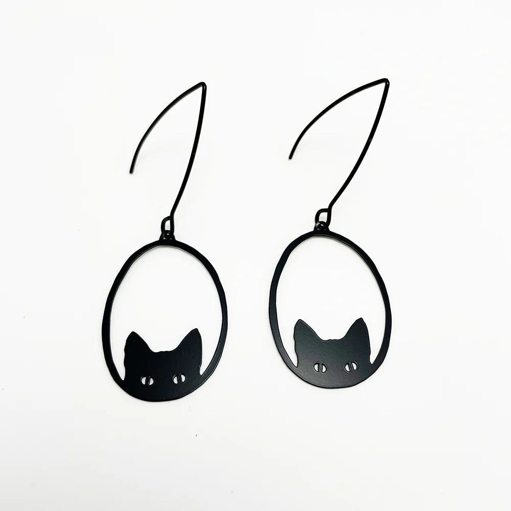 Mini Black Cat Earrings - gonepottynz