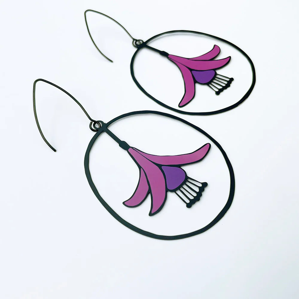 Fuchsia Flower Earrings - gonepottynz