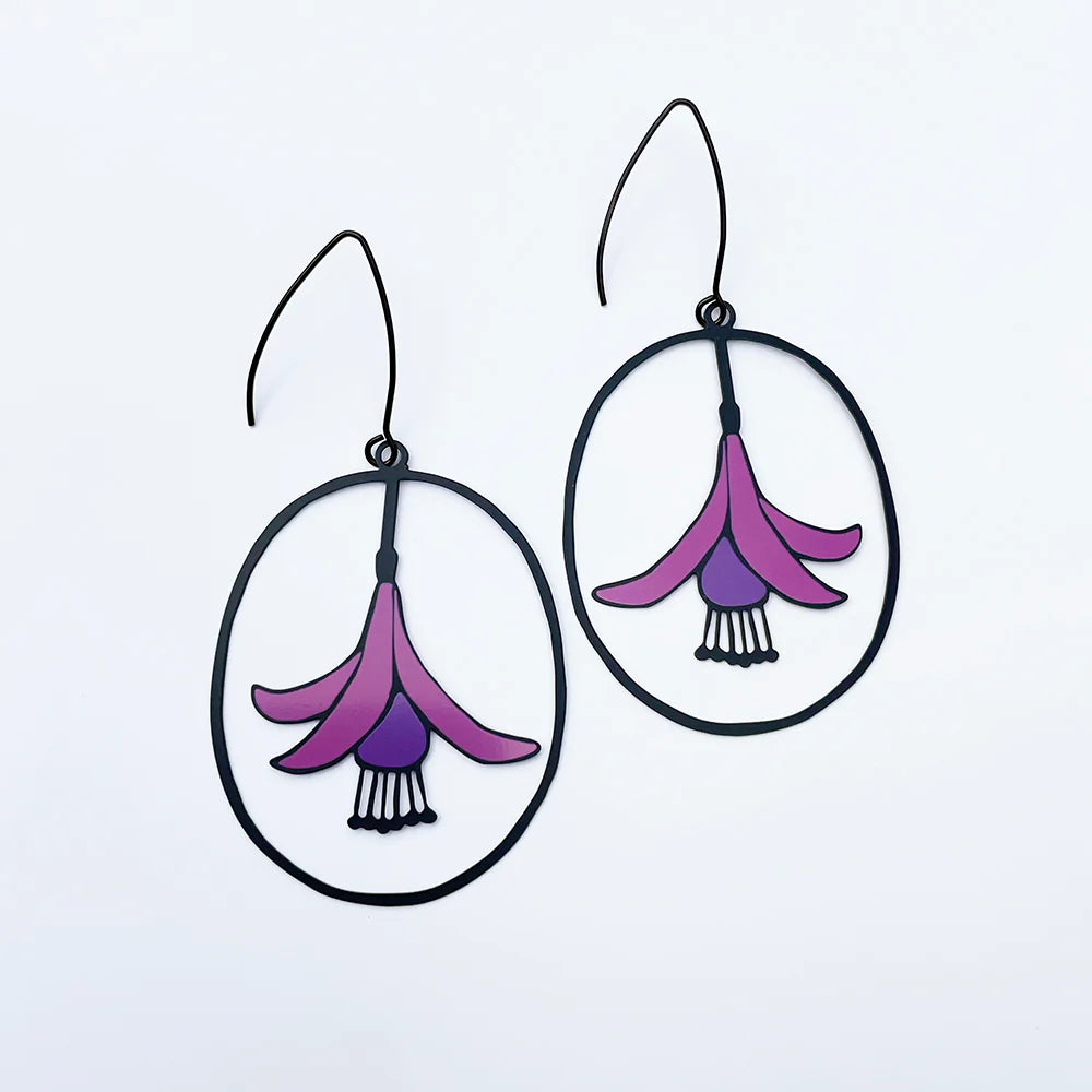 Fuchsia Flower Earrings - gonepottynz